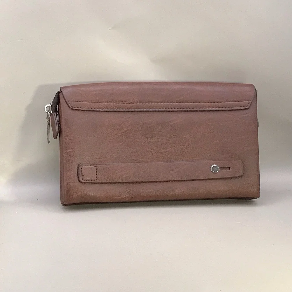 Kai Duch Brown Leather Wristlet Clutch MISSING STRAP‎